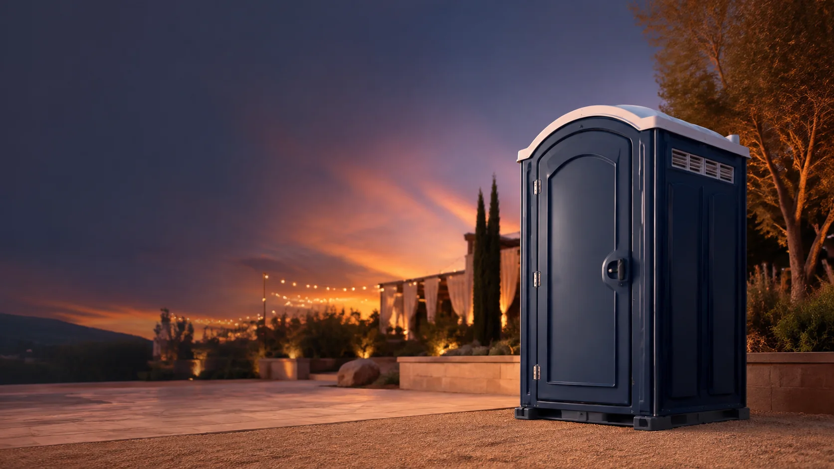 Portable restroom shown for rental planning in West Jordan, UT